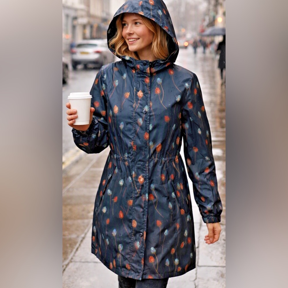 Joules Golightly Right As Rain Jacket Raincoat Floral Packable Waterproof